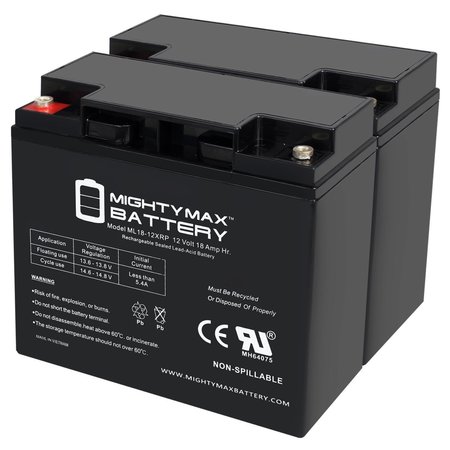 12V 18AH SLA Replacement Battery for Briggs Stratton 7000 Watt Generator - 2PK -  MIGHTY MAX BATTERY, MAX3972190